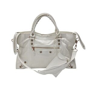 BALENCIAGA Giant City Bag Leather White Pink